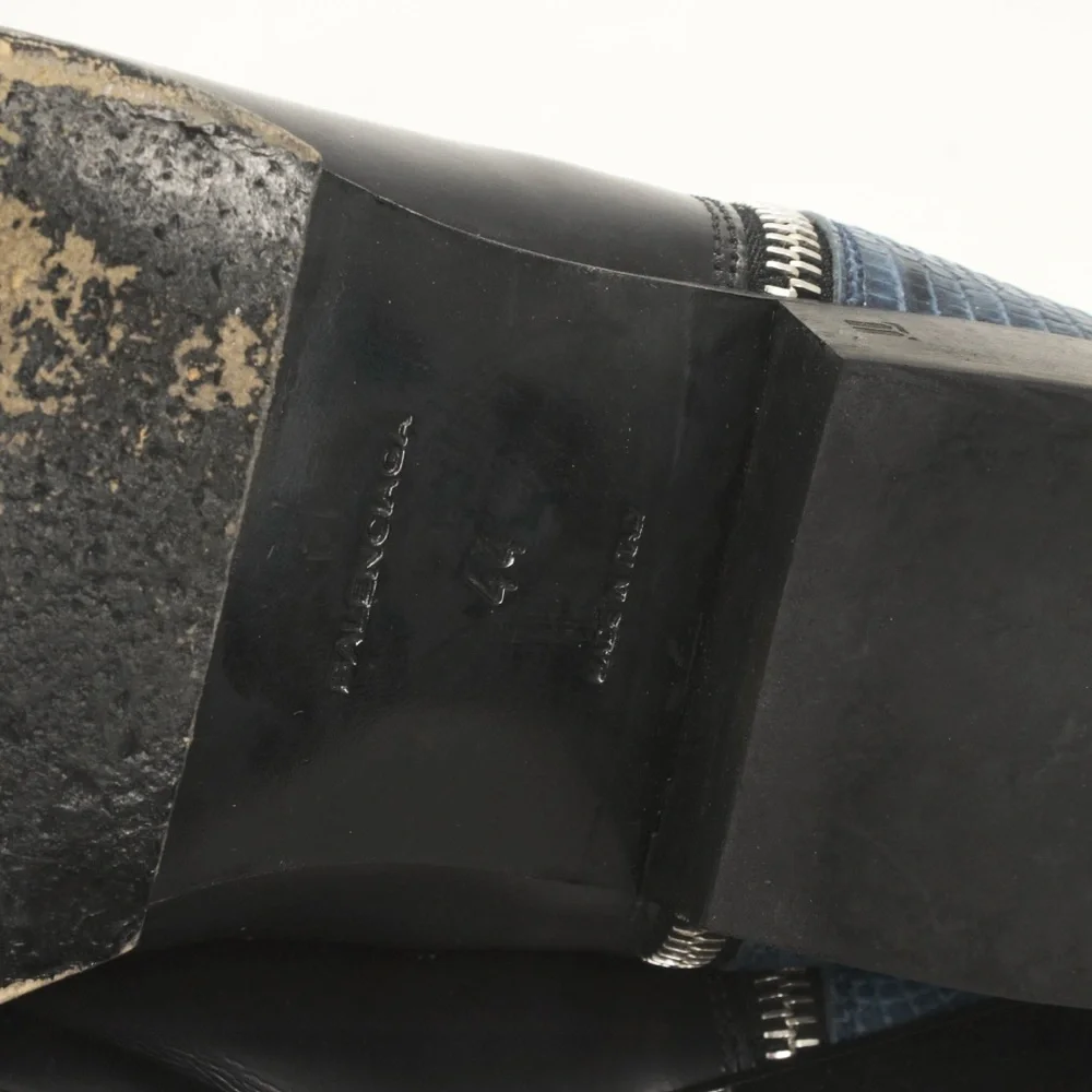 Balenciaga Side Zip Cowhide Leather Blue Python Zip Up Boots - Picture 10 of 10